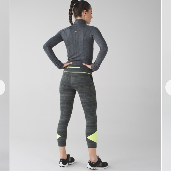 Lululemon Pace Rival Crop 22" Size 4 Green/Grey - Picture 2 of 12